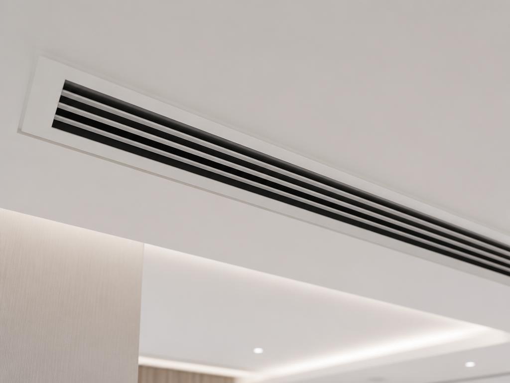 Duto de ar-condicionado moderno em teto de ambiente luxuoso